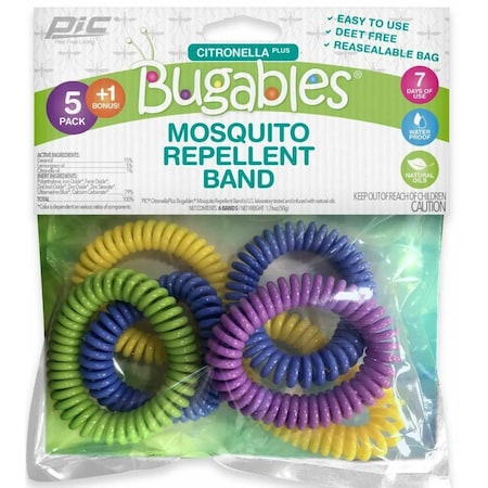 Pic 6PKBCBTS Citronella Plus Bugables 7-Day Mosquito Repellent Band; Pack of 6 P4R-6PKBCBTS